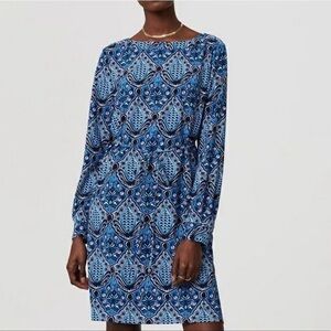 New Ann Taylor Loft blue print shift dress